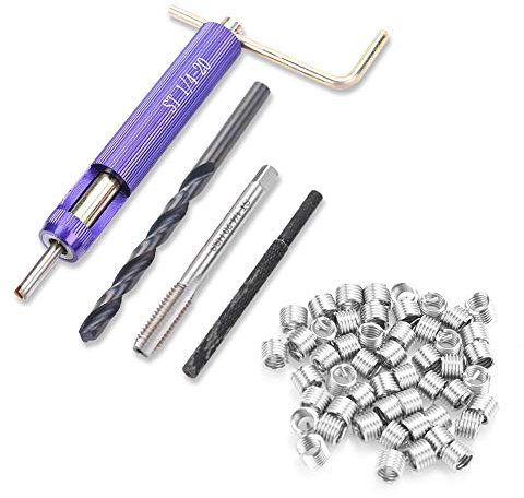 1/4-20UNC*1.5D 50Pcs Kit di inserti di riparazione filettatura in acciaio inossidabile Set di inserti filettati in acciaio inossidabile Kit di utensili imperiale, compatibile con set di utensili per