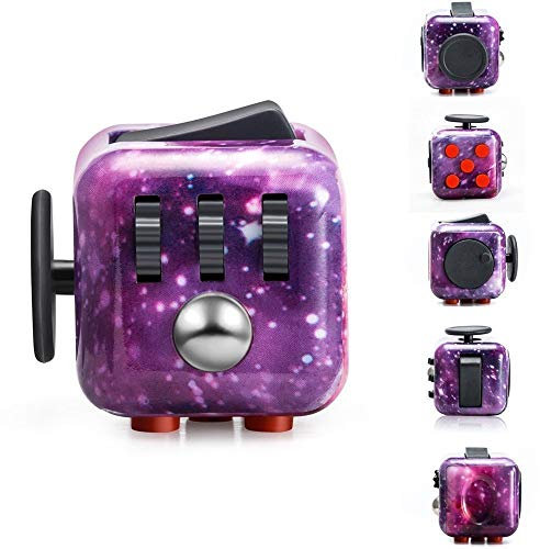 MANER Figit Toys Gadget à 6 côtés pour transporter le talon, aide à soulager le stress, l'anxiété, le TDAH, l'autisme pour adultes, Star-Galaxy
