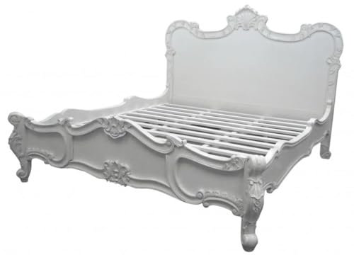 Casa Padrino Barock Bett Florenz Weiß 180 x 200 cm aus der Luxus Kollektion