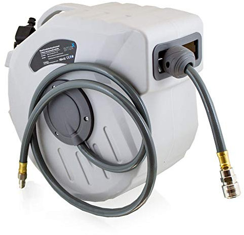 BITUXX® Druckluft Schlauchtrommel automatik Druckluft Schlauchaufroller 1/4 Zoll Anschluss Automatik Schlauchaufroller für Wandmontage (15m / 15 Meter)