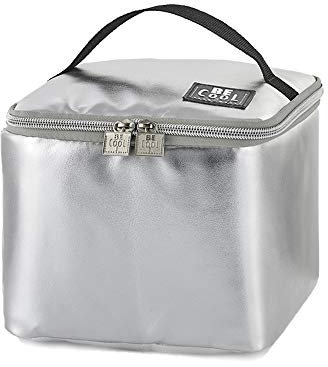 Isolierte wasserdichte Kühltasche City in Silber Mini - ideal für Kosmetik oder Medizin, Mini-Kühlbox 18 x 18 x 15cm, ca. 4,5 L Volumen