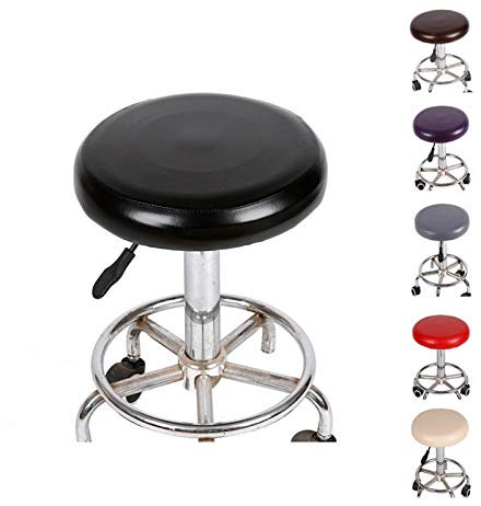 Chenfly Rund Hocker Bezug, Elastisches Kunstleder Husse Sitz, wasserdichte Kleine Runde Pumpenstuhl Sitzkissen Hülle, Sesselliftbezug Für Bartheke Und Schönheitssalon, Runder Hockerkissenbezug