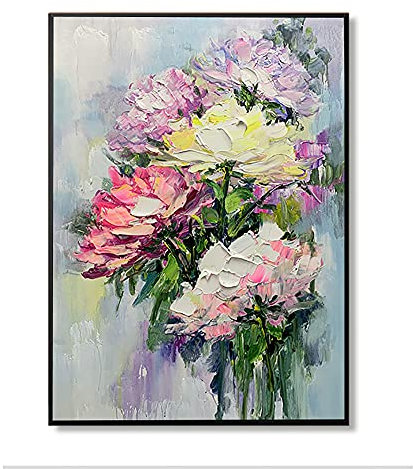 tymhrs Acrylbild,Beauty of Floral,Messerpalette Dicke Strukturierte Weiße Orange Blume Handgemal