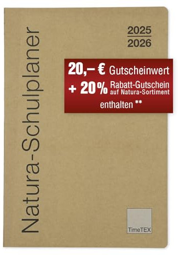 TimeTEX Natura-Schulplaner A5 mit Karton-Cover - Schuljahr 2025-2026 - Lehrerkalender - Lehrertimer - 10753