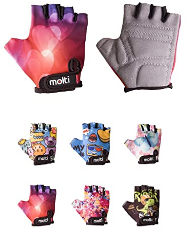 molti Fahrradhandschuhe Sporthandschuhe für Kinder Halbfinger Bike Fahrrad Handschuhe Wandern (XS, Herzen)