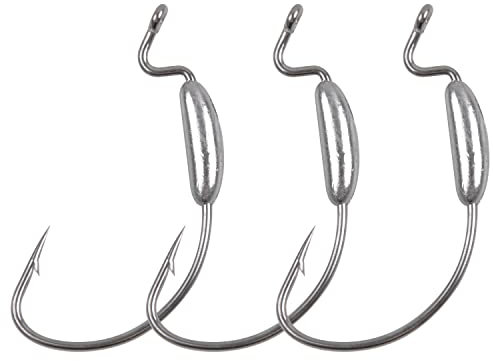 Gewichtete Schwimmköderhaken zum Barschangeln, 20 Stück/Box, gewichteter Offset, extra breiter Spalthaken, weicher Kunststoff, Wurmköder, Haken für Süßwasser, Salzwasser