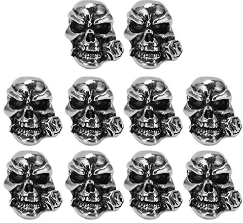 0.2 Zoll Legierungsmesser-Schädelperlen,10 Stück Schädelperlen, DIY-Schädelperlen für die Schmuckherstellung, Paracord-Perlen, Halloween-Schädelperlen für Messer, Regenschirmseile, Schlüsselanhän