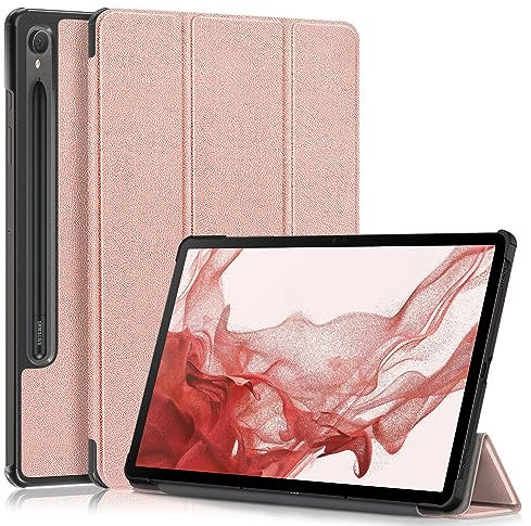 TOPCASE Funda para Samsung Galaxy Tab S10 FE 11 2025 SM-X520/X526 /S9 FE 11 SM-X510/X516/Tab S9 11 X710/X716B/X718U,Ultra Delgado Carcasa con Soporte Función y Auto-Sueño/Estela,Oro Rosa