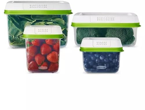 Rubbermaid FreshWorks Frischhaltedosen, mittlere und große Aufbewahrungsbehälter, mit Deckel, 8-teiliges Set