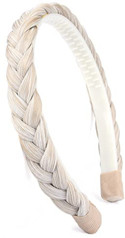 Gledola geflochtenes Stirnband mit Zähnen Zöpfe Haarband mit Zähnen Synthetisches Haar Band geflochtenes Haarband (weiß blond)