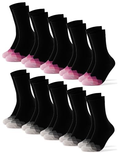 Occulto Damen Bunte Socken 10er Pack (Modell: Evelin) Pink Grau 35-38