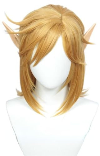 Anime The Legend of Zelda Link Cosplay Perücke, Mit Ohren Blonde Kurzhaarperücken Halloween Kostüme Party Perücke Mit Perücke Cap Mit Perücke Cap