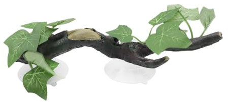 NUZAMAS Simulation of Reptile Corner Branch Terrarium Green Plant Decoration Fake Vines Hanging with Suction Cup for Snakes Amphibian Bearded Dragons Lizards Frogs Geckos