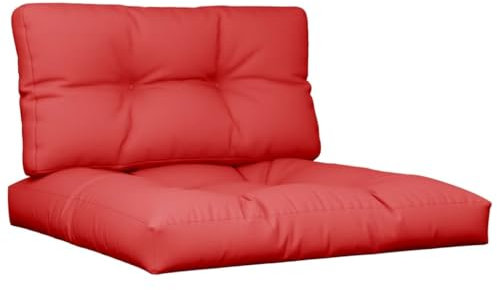 vidaXL Palettenkissen 2-TLG., Palettenpolster für Europaletten, Palettensofa Kissen Indoor Outdoor, Palettenauflage Sitzkissen Rückenkissen, Rot Stoff