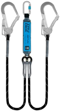 Irudek ASTUN Y 140HSS – Absorbedor de energía doble con cuerdas de poliéster de 140 cm, conectores de acero Steelsafe 981 y 39, impacto <6 kN, 140 kg, chip NFC Ready, EN 355 / EN 362 / VG11.063