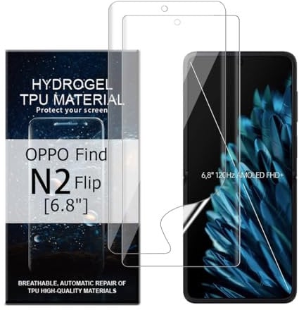 Glcrrpu 2 Pack Screen Protector for Oppo Find N2 Flip[6,8inch] High Sensitive Hydrogel TPU Film HD Clear Flexible,Self-Healing[Not Tempered Glass]