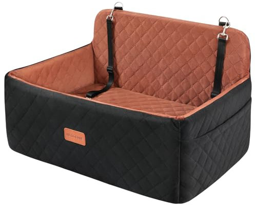 Hundeauto-Sitz für große und mittlere Hunde und Sitzerhöhung für 2 kleine Hunde, abnehmbarer und waschbarer Sitz für Auto, Bett für den Rücksitz mit Sicherheitsleinen