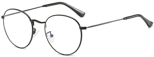 LNTICB® Occhiali da Computer da Vista Filtro Luce Blu Occhiali da Gaming Ultra Leggero Lenti Trasparenti Retrò Rotonde Montatura Metallo Anti Affaticamento per Donna Uomo