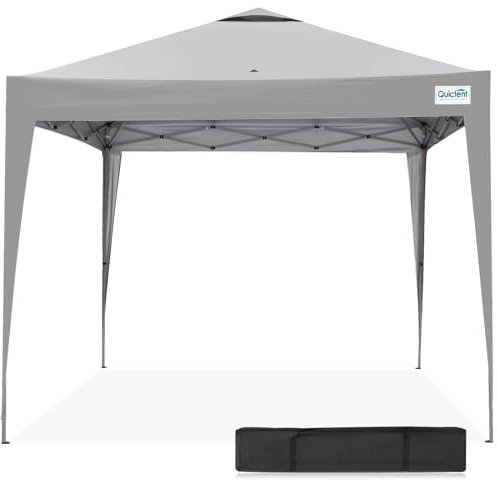 Quictent Pop Up Pavillon 2x2m mit Tasche, Faltbar Wasserdicht Event Shelter, 50+ UV-Schutz Baldachin Gartenzelt für Partys, Camping, Festivals und Flohmärkte - Grau