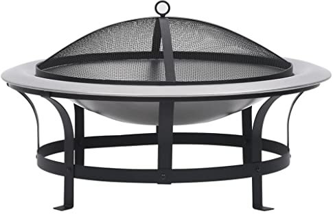 FireplacesOutdoor Feuerstelle mit Grill Edelstahl 76 cm
