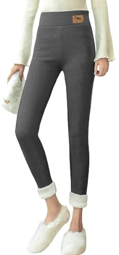 Leggings Donna Cotone Leggins Natalizi Collant Donna Natale Stampato Leggings Felpati Fodera in Pile Allenamento Vita Alta Leggins Donna per Casa Palestra Tempo Libero Teddy Interno in Pile