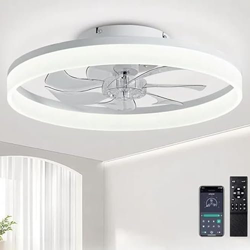 EKDADL 40cm Reversibile Ventilateur Plafond Silencieux Ventilateurs de Plafond avec Lampe Intégrée 0%-100% Dimmerabile APP Smart Plafonnier Ventilateur de Plafond avec Telecommande Timing (40cm)