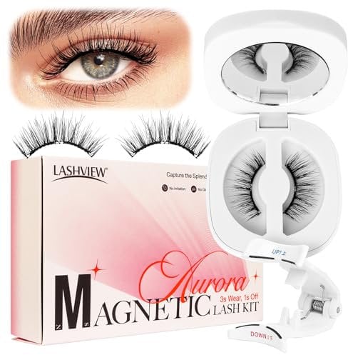 LASHVIEW Pestañas magnéticas con aplicador, reutilizables, suaves, de aspecto natural, sin pegamento, Rcm01-N, color negro