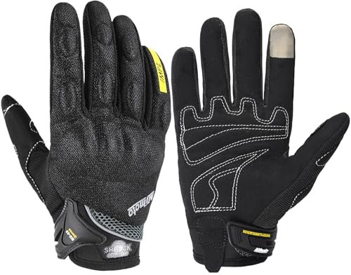 mjmoto Guantes de Motocicleta para Hombre, Pantalla Táctil, para Motocross, BMX, ATV, MTB, Ciclismo, Carreras (Negro, Medium)