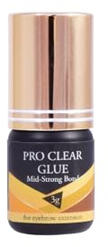 QBS Pro Clear Mid Strong Bold Glue for Eyebrow Extensions, 3g | Professional Lash Extension Glue, Clear Colour, 2–3 Sec Dry Time, Up to 2–3 Week Retention, Low Fumes, Quick Bonding