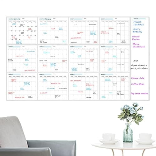 Calendrier Mural Effaçable - Grand Planificateur Board, Organisateur De Planification | Tableau Blanc Effacable Géant, Panneau De Planification Hebdomadaire Mensuel Surdimensionné Surdimension