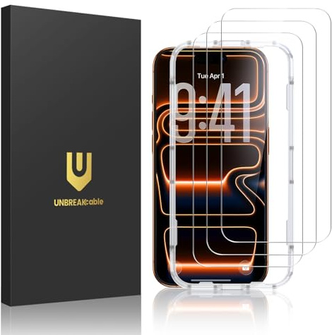 UNBREAKcable Screen Protector for iPhone 17 Pro Max 6.9 inch - 3Pack | 9H Hardness Tempered Glass with Installation Frame, Anti-Scratch, Bubble-Free, Anti-Fingerprint, HD Clear, Case-Friendly