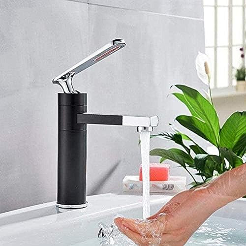 Mélangeur de lavabo Noir et Blanc Haut et Bas monté sur Le Pont élégant de Salle de Bains d'eau Chaude et Froide, lavabo Vasque