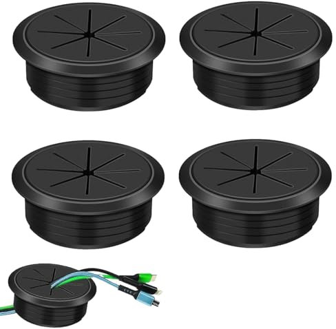 4 unidades de 60 mm de diámetro, pasacables para mesa, pasacables de pared, pasacables para mesa, escritorio, escritorio, mesa de ordenador, encimeras, muebles
