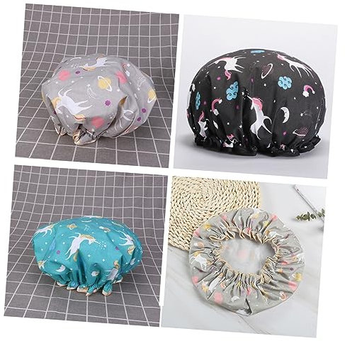 WRITWAA 3 Piezas Gorro de Ducha de Doble para Unicornio Negro para Ducha Spa y Maquillaje