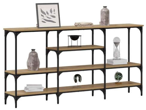 vidaXL Console Table Artisan oak 160 x 29 x 80 cm Engineered wood, Contemporary Entryway Console Table, Rectangular, Durable, Adjustable Feet, Chic Design, Urban Aesthetic Furniture Piece