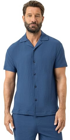 Mey Loungewear Serie Structured Links Herren Homewear Shirts Hague Blue (L)