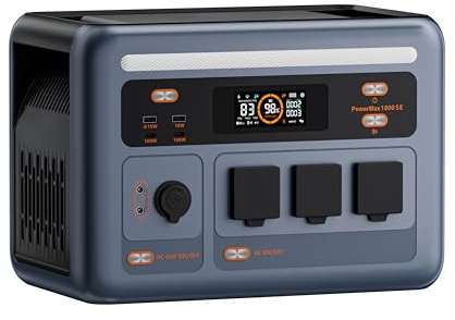 OSCAL 1800W Centrale Elettrica Portatile PowerMax 1800SE | LFP Batteria da 1024Wh, 3 Uscite CA 1800W (3600W Picco), Ideale per Campeggio, Viaggi, Interruzioni di Corrente
