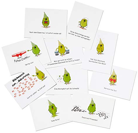 10er Set Postkarten lustig mit Sprüchen und Comic-Motiv Grummelzwerg - Grummelkarten (10er Geburtstag 1)