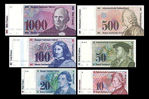 *** 10,20,50,100,500,1000 Schweizer Franken 7. Serie von 1984 - Reproduktion ***