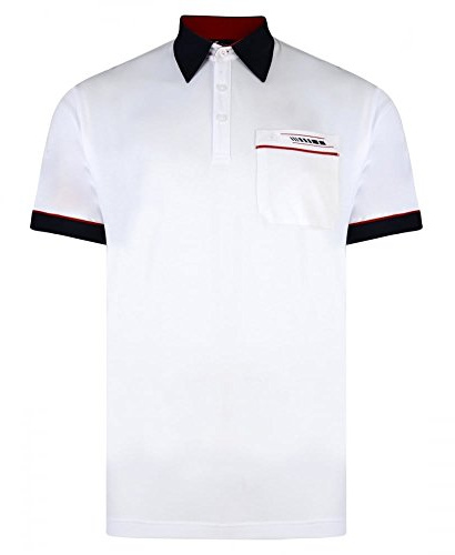 Gabicci Mens Classic Jersey Polo Shirt Contrasting Collar & Cuffs (G00X62), White - XX_Large