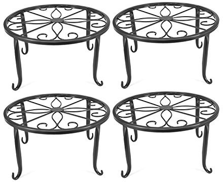 Anqia Interni del Metallo Porta Vaso da Fiori, Set di 4 Black Iron Plant Stands (4PACK)