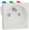Unica - Enchufe 2P+T - FR - 90° - Conector rápido cruzando - Blanco - Mecanismo solo