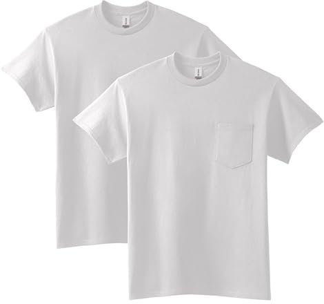 Gildan Unisex-Erwachsene Ultra Cotton T-Shirt mit Tasche, Style G2300, 2er-Pack Hemd, Weiss/opulenter Garten, L
