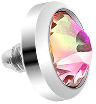 Piercingfaktor Dermal Anchor Piercing Skin Diver Anker Aufsatz Kugel Aufsatzkugel Ball Flach Stecker mit Strass Stein Kristall 4mm Silber Rainbow