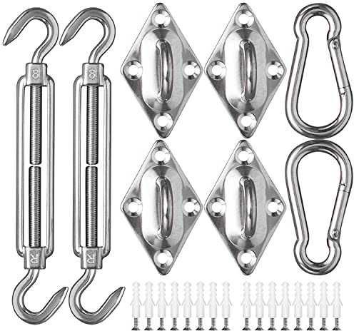 ZFYQ Kit de Montage pour Auvent 40 Pièces Grand kit de Matériel en Acier Inoxydable pour Installation de Voile d'ombrage Rectangulaire et Triangulaire, M8