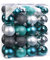 Inge-glas 50 Christbaumkugeln Kunststoff 4cm und 6cm Kugelbox 50 teilig (Emerald Grey Mix (türkis grau Silber))