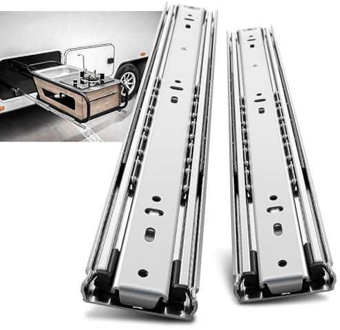 AOLISHENG Schwere Schubladenschienen Vollauszug 800 mm Kugellager schubladenführungen 68 kg Tragkraft, 1 Paar (2 Stück) (Without lock, 32 inch(800mm))