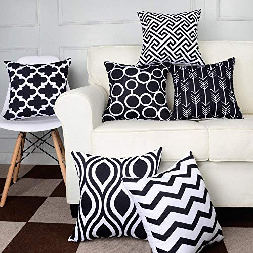 6er-Set Baumwolle Leinen Kissenbezug Auto Kissenbezüge Kissenhülle Dekorativ Set Kissen Fall für Sofa Schlafzimmer, 45 x 45 cm