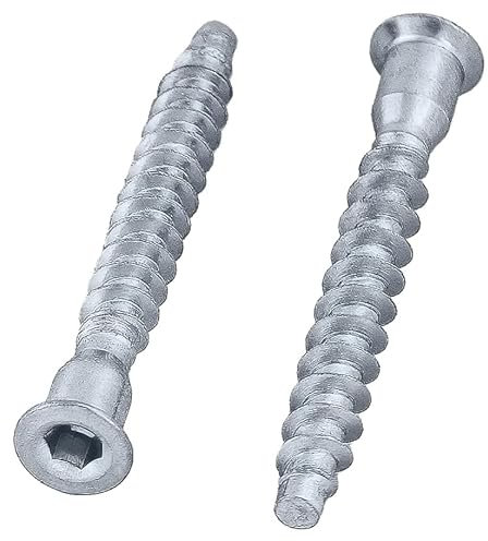 HEXATON Tornillos Confirmat para muebles - 7 x 40 mm - 100 piezas - Cabeza avellanada con hexágono interno - Acero galvanizado blanco - Rosca completa