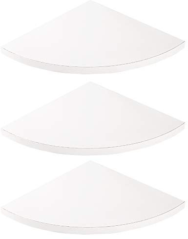 Suwimut Set of 3 Corner Mounting Shelf, Rustic Wood Floating Wall Mounted Storage Shelf with White Finish for Living Room, Bedroom, Bathroom, Kitchen, Office